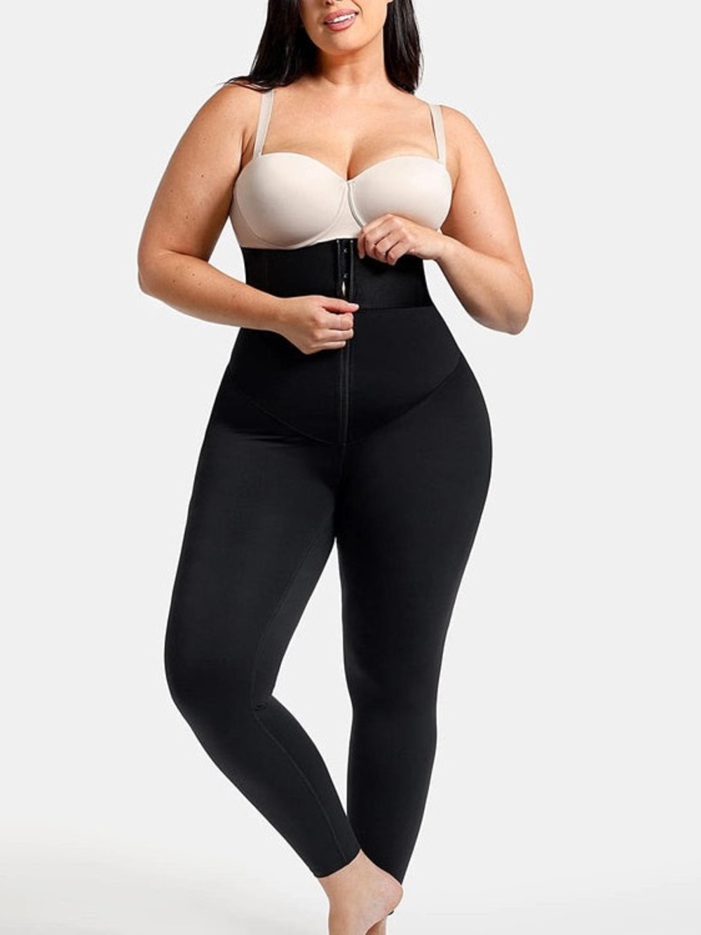 High-Waist Black Shaping Leggings with Waist Cincher